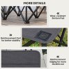 Outsunny 6 Seater Folding Bench, Outdoor Camping Chair Portable Sports Spectator Chair with Metal Frame, Cup Holder & Carry Bag, Charcoal Grey