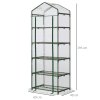 Outsunny 5 Tier Mini Greenhouse, Portable Greenhouse with Reinforced Plastic Cover, Garden Grow House with Roll Up Door and Shelves, 69 x 49 x 193cm, Green