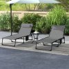 Outsunny 2 Piece Foldable Sun Lounger Set with 5-level Reclining Back, Outdoor Tanning Chairs Sun Loungers with Build-in Padded Seat, Side Pocket, Headrest for Beach, Patio, Grey