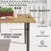 Outsunny Garden Dining Table for 6 Person, Rectangle Outdoor Coffee Table with 5 cm Parasol Hole, Slatted Tabletop and Steel Frame for Patio Balcony, Brown