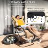 Outsunny 2 Piece Reclining Zero Gravity Chair Metal Frame Folding Garden Sun Lounger with Cushion Headrest, Khaki