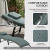 Outsunny Folding Rattan Sun Lounger, Wicker Garden Lounger with Cushion and Pillow, Outdoor Sunbed with Steel Frame for Patio, Beach, Terrace, Mixed Grey