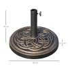 Outsunny 11.5kg Garden Parasol Base, Round Heavy Duty Umbrella Stand Holder, Resin Parasol Stand for 38mm or 48mm Outdoor Umbrella Poles, Bronze Tone