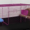 PawHut Guinea Pig Cage Chinchillas Rabbit Small Animal Cage with Ramp, Dish, Water Bottle, 99 x 52 x 53cm, Black