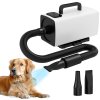 PawHut Dog Hair Dryer with One-Click Auto Adjustable Airflow and Temperature, 2200W Pet Grooming Hair Dryer with 3 Nozzles, Digital Screen, Pet Air Blower Blaster Dryer for Dogs Cats, White
