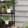 Outsunny Tall Plant Stand with Hanging Hooks, 3 Tiered Plant Rack Ladder Shelf for Indoor Outdoor Porch Balcony Living Room Bedroom, Black