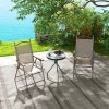 Outsunny Folding Chairs Set of 2, Garden Chair with Armrest, Breathable Mesh Fabric Seat, Camping Sports Chairs for Adults, Mixed Brown
