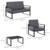 Outsunny 4 Pieces Aluminium Garden Furniture Set with Cushions, Patio Furniture Set with Slatted Aluminium Top Coffee Table, Sofa Set with Rope Decoration Weave Armchairs, Black