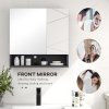 kleankin Bathroom Mirror Cabinet, Wall Mounted Bathroom Storage Cupboard with Adjustable Shelves, 55W x 17D x 55Hcm