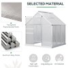 Outsunny Polycarbonate Greenhouse, Small Greenhouse with Adjustable Roof Vent, Garden Green House with Galvanised Base, Sliding Door and Rain Gutter, 190 x 190 x 200 cm, Silver Tone