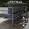 Outsunny Garden Bench with Cushions, 3-Seater Sofa, Aluminium Frame Outdoor Furniture with Backrest, Armrest and Back Cushions, 185 x 66 x 64cm, Grey