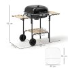 Outsunny Charcoal Barbecue Grill Portable BBQ Grill with 1840 cm? Cooking Area, 3 Shelves, Adjustable Vent, Lockable Lid, Wheels for Outdoor Cooking, Garden Party, Black