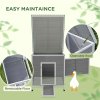 PawHut Wooden Duck House, Raised Poultry Coop with Ramp, Double Doors, Openable Asphalt Roof, Ventilation Holes, Removable Base, for 2-4 Ducks, Chickens, Geese, Light Grey