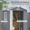 Outsunny 4 x 3ft Plastic Garden Storage Shed with Foundation Kit, Polypropylene Outdoor Storage Tool House with Ventilation Slots and Lockable Door, Grey