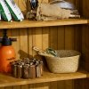 Outsunny Small Shed, Wooden Garden Storage Shed, 3 Shelves Outdoor Tool Shed Cabinet with Asphalt Roof and Shutter Doors, 87cm x 47cm x 160cm, Natural Wood Finish
