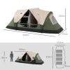 Outsunny 2 Bedroom Camping Tent for 6-8 Man, Large Family Tent with 2000mm Waterproof Rainfly and Screen Panels, Portable with Bag, for Fishing Hiking Festival, Dark Green