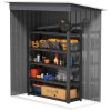 Outsunny 5 x 3ft Garden Storage Shed with Sliding Door and Sloped Roof, Lean to Outdoor Equipment Tool Shed for Garden, Light Grey