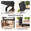 Outsunny 2 Seater Rattan Garden Bench, Outdoor Bench with Cushion, PE Wicker Garden Loveseat with Armrests, Galvanised Steel Frame for Patio, Park, Black