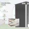 Outsunny 5ft x 4ft Garden Shed, Metal Tool Storage Shed with Sliding Door, Sloped Roof and Foundation Kit for Garden, Patio, Lawn, Grey
