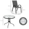 Outsunny 5 Pieces Garden Dining Set, 4 Seater Garden Furniture with High Back Stackable Chairs and Round Glass Top Table, Outdoor Bistro Set with Parasol Hole for Patio, Black