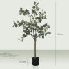 HOMCOM Set of 2 Decorative Artificial Tree, 4ft/ 120cm Silk Eucalyptus Trees with 230 Silver Dollar Leaves in Pot, Fake Plants for Home, Office, Living Room, Indoor Decor