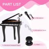HOMCOM 37 Keys Kids Mini Electronic Keyboard Children Grand Piano with Stool Microphone Light Musical Instrument Educational Game Toy Set (Black)