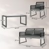 Outsunny 4 Pieces Rattan Garden Furniture Set, Metal Frame Outdoor Furniture Sofa Set with Cushions, Pillows & Tempered Glass Top Table, Wicker Garden Sofa for Conservatory, Patio, Charcoal Grey