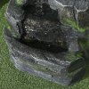 Outsunny Solar Powered Garden Water Feature with LED Lights and Pump, 4 Tier Cascading Water Fountain for Indoor/Outdoor, Stacked Stone Rock Waterfall Ornament, 57cm Height, Dark Grey