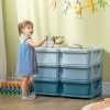 HOMCOM Kids Storage Units with 6 Drawers 3 Tier Chest Vertical Dresser Tower Toy Organiser for Nursery Playroom Kindergarten Blue