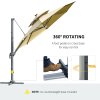 Outsunny 3(m) Cantilever Roma Parasol with LED Solar Lights, Crank & Tilt, Aluminium Frame, Cross Base and Adjustable Canopy 360° Rotating Sun Umbrella with 2-Tier Shade, Beige