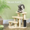 Pet Steps for Bed and Sofa Dog Cat Stairs w/ Scratching Tickling Post, Beige