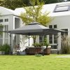 Outsunny 3 x 3(m) Pop Up Gazebo with Extend Dual Awnings, 1 Person Easy up Marquee Party Tent with 1-Button Push, Double Roof, Wheeled Bag, Sandbags, Height Adjustable Instant Shelter, Grey