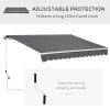Outsunny 4x2.5m Retractable Manual Awning Window Door Sun Shade Canopy with Fittings and Crank Handle