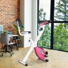 HOMCOM Folding Exercise Bike, Fitness Bicycle Indoor Trainer, 8-Level Magnetic Resistance Adjustable, with LCD Monitor, Pulse Sensor, Pink