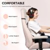 HOMCOM Gaming Chair with Lumbar Support, Headrest for Adults, Fabric Desk Computer Chair with Adjustable Height and Armrest, 360 Swivel for Home Office, Pale Pink