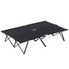 Outsunny Double Camping Bed Camping Cot Foldable Sunbed Outdoor Patio Sleeping Bed Super Light with Carry Bag (Black)