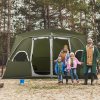 Outsunny 2 Room Camping Tent, Family Tent 4-8 Person with Large Mesh Windows, Easy Set Up for Backpacking Hiking Outdoor, Green