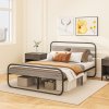 HOMCOM 5ft King Size Bed Frame, Industrial Style Metal Platform Bed Frame with Under Bed Storage, No Box Spring Needed, Easy Assembly, Grey