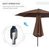 Outsunny 3(m) Garden Parasol Umbrellas, Outdoor Sun Shade with 8 Ribs, Tilt and Crank Handle for Balcony, Bench, Garden, Coffee