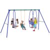 Outsunny Kid Swing Set, 3 in 1 Garden Metal Set for Outdoor with Single Swing, Glider, Rocking Chair Swing, for Toddlers 3+Years, Orange