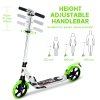 HOMCOM Folding Kick Scooter, Adjustable Ride On Scooter with 200mm Big Wheels and Double Shock Absorption, Urban Scooter for 14+ Teens Adult, Green