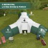 Outsunny 6-9 Man Large Tunnel Tent with 3 Bedroom, Living Area and Porch, 2000mm Waterproof Camping Tent, Portable with Bag, for Fishing Hiking Festival, Green