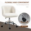 HOMCOM Office Chair, Cosy Teddy Fleece Upholstery Desk Chair with Backrest and Wheels for Home Office, White