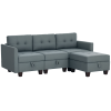 HOMCOM Convertible Modular Sectional Sofa with Storage, Tufted 3 Seater Sofa Set, L Shaped Couch with Ottoman, Wood Frame for Living Room