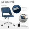 Vinsetto Mid Back Office Chair, Velvet Fabric Swivel Scallop Shape Computer Desk Chair for Home Study Bedroom, Dark Blue