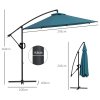 Outsunny 3(m) Cantilever Parasol with Cross Base, Banana Parasol with Crank Handle, Tilt and 8 Ribs, Round Hanging Patio Umbrella for Outdoor Pool, Garden, Balcony, Blue