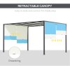 Outsunny 3 x 4m Metal Pergola with LED Lights, Outdoor Garden Pergola with Sliding Roof, Solar Powered, for BBQ, Cream White