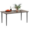 Outsunny Garden Table, Outdoor Dining Table for 6 People, 160 x 90 x 74 cm, with Rust Resistant Metal Frame, WPC Top, for Balcony, Terrace, Dark Grey