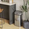 HOMCOM 48L Sensor Bin, Stainless Steel Kitchen Bin with Automatic Soft Close Lid and Fingerprint-Proof for Recycling and Waste, Silver Tone