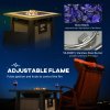 Outsunny Propane Gas Fire Pit Table, 50,000 BTU Smokeless Firepit Outdoor Patio Heater with Waterproof Cover, Glass Beads and Lid, 71 x 71 x 66.5cm, Brown